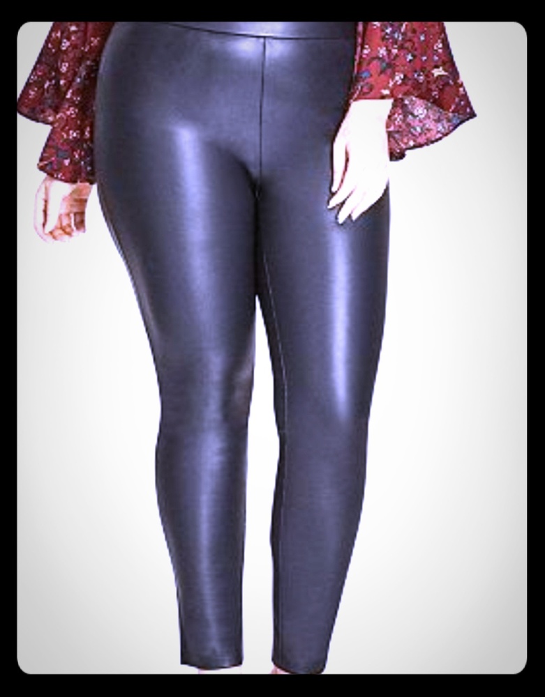 City Chic black faux leather pants size 18
